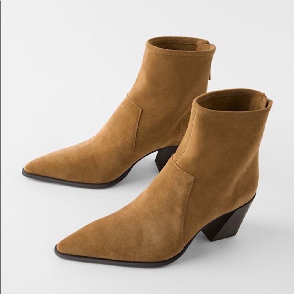 Zara soft split suede leather ankle boots